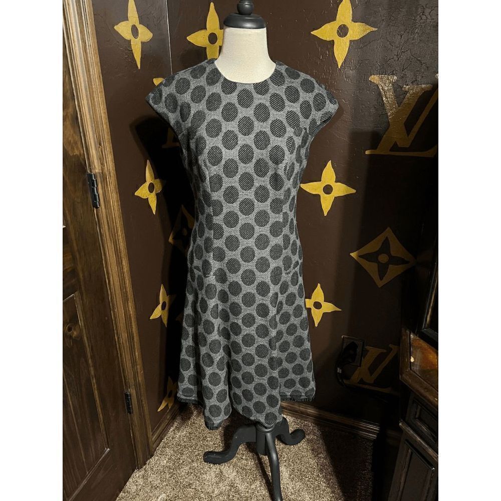 Worth Wool Short Sleeve Gray Polka Dot Dress Size 6